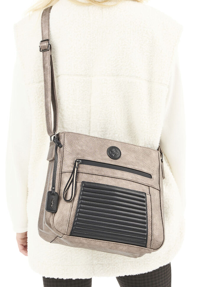 Rieker, Tasche, Damen, mit Magnetverschluss-Vorfach BRONZE-SCHWARZ